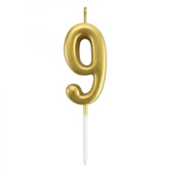 Çin Üretim - Gold Stick Numeral Candles 7cm No: 9