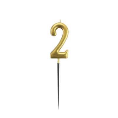 Gold Stick Numeral Candles No: 2