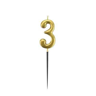 Gold Stick Numeral Candles No: 3