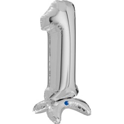 25 inch Silver Stands Up Number 1 Foil Balloon - 2