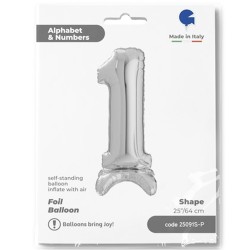 25 inch Silver Stands Up Number 1 Foil Balloon - 1