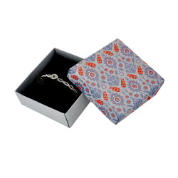 Gray Tulip Pattern Cotton-Filled Bracelet Box - Kika