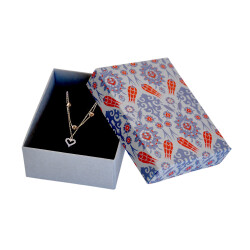 Gray Tulip Pattern Cotton-Filled Necklace Box - Kika