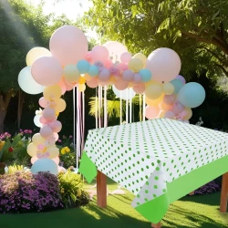 Green Polka Dot Plastic Table Cover - 1
