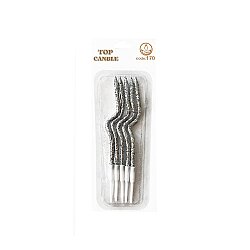 Gümüş Simli Kıvrımlı Doğum Günü Pasta Mumu 12 cm 5 Parça - 2