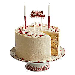 Happy Birthday Yazılı Kırmızı Simli Pasta Mumu Seti - Kikajoy