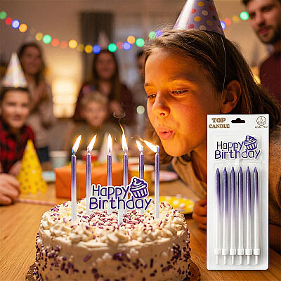 Happy Birthday Yazılı Pasta Mumu Seti 13cm 6 Parça - 1
