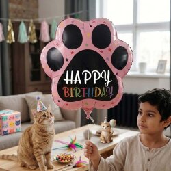 Happy Birthday Yazılı Pati Şeklinde Folyo Balon - Kikajoy