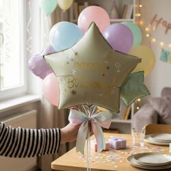 Happy Birthday Yazılı Yıldız Şekilli Folyo Balon - 1