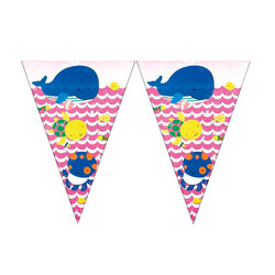 Kikajoy - Happy Fishes Triangle Flag Banner - Pink