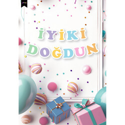 İyi ki Doğdun Harf Afiş -Rainbow Renkler- - 1