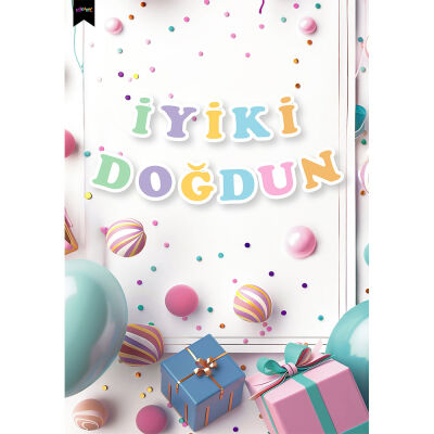 İyi ki Doğdun Harf Afiş -Rainbow Renkler- - 1
