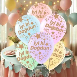 İyi ki Doğdun Colorful Macaron Pastel Balloons 11