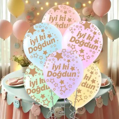 İyi ki Doğdun Colorful Macaron Pastel Balloons 11