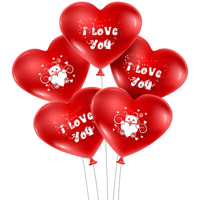 I Love U Baskılı Kalp Balon 