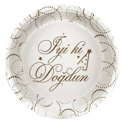 İyi ki Doğdun Elegant Beyaz Karton Tabak