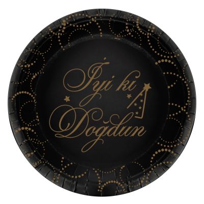 İyi ki Doğdun Elegant Siyah Karton Tabak