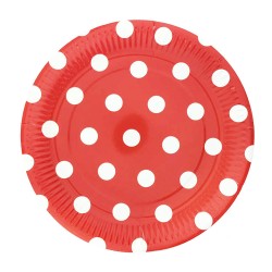 Kikajoy - Kırmızı Puantiyeli Karton Tabak