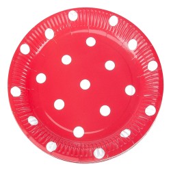 Kikajoy - Beyaz Puantiyeli Kırmızı Karton Tabak