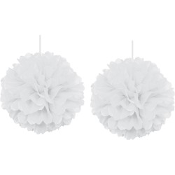 Beyaz Ponpon Süs 30 cm 2'li - 