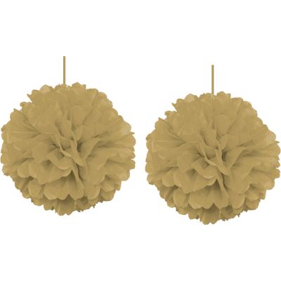 Altın Ponpon Süs 30 cm 2'li - 1