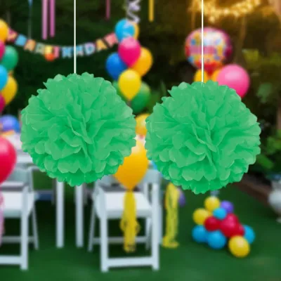 Yeşil Ponpon Süs 30 cm 2'li - 1