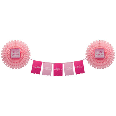 1. Yaş Günüm Pembe Yelpaze Süs Seti - 1