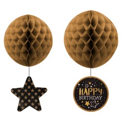  - Happy Birthday Paper Honeycomb Balls Set