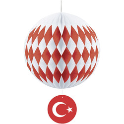  - Türk Bayraklı Petek Süs 40 cm
