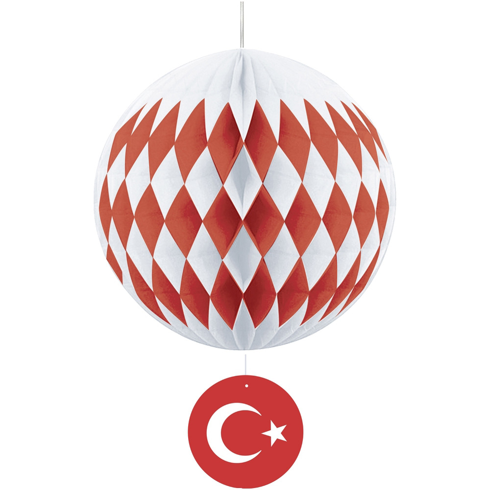 Türk Bayraklı Petek Süs 40 cm Petek Süsler