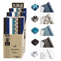 Kika - Kika Rulo Hediye Paket Kağıdı 70x100 50li -Nova Desenler-