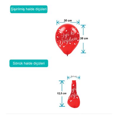 İyi ki Doğdun Baskılı Karışık Renk Balon 12