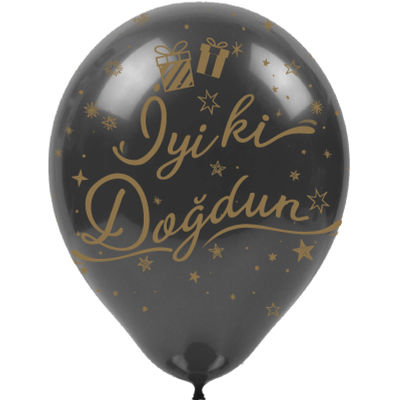 Altın İyi ki Doğdun Baskılı Siyah Balon 12