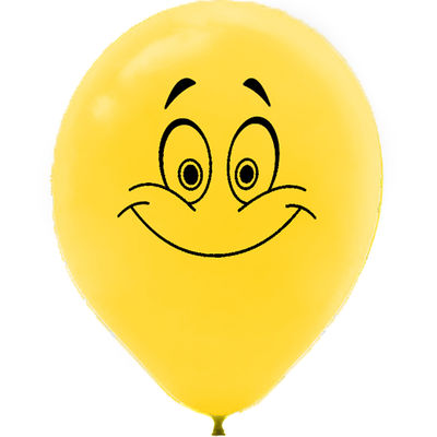 Gülen Yüz Baskılı Sarı Balon 12
