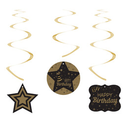 Happy Birthday Altın Spiral Sarkıt Süs - Thumbnail