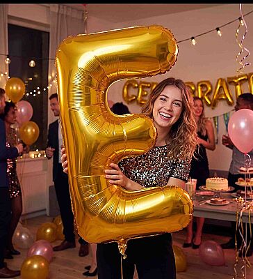 E Harf Altın Folyo Balon 40