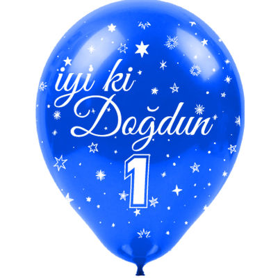 İyi ki Doğdun 1 Yaş Baskılı Karışık Renk Balon 12