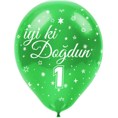 İyi ki Doğdun 1 Yaş Baskılı Karışık Renk Balon 12