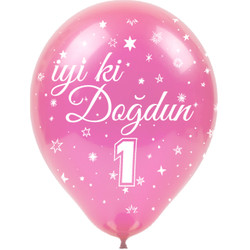 İyi ki Doğdun 1 Yaş Baskılı Karışık Renk Balon 12