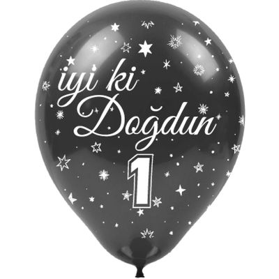 İyi ki Doğdun 1 Yaş Baskılı Karışık Renk Balon 12