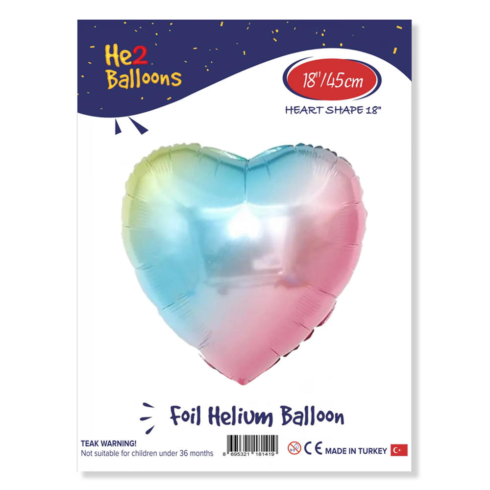 Rainbow Kalp Folyo Balon 18"