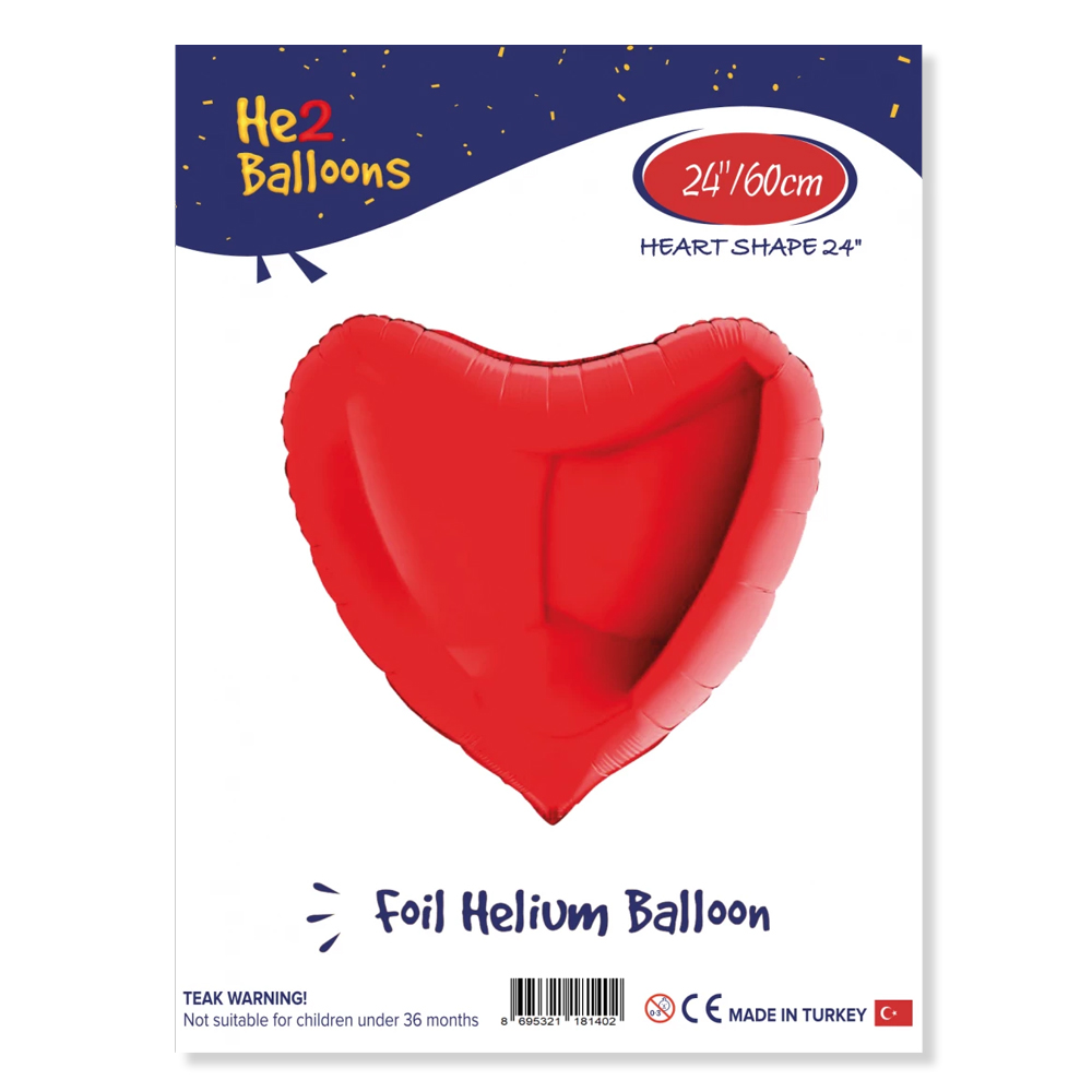 Kırmızı Kalp Folyo Balon 24"