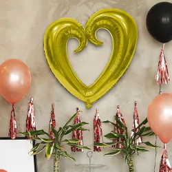 Altın İçi Boş Kalp Folyo Balon 40