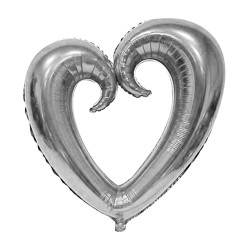 Kikajoy - Gümüş İçi Boş Kalp Folyo Balon 40