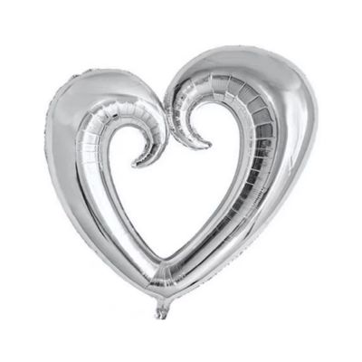 Gümüş İçi Boş Kalp Folyo Balon 40