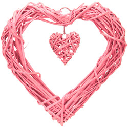  - Pembe Kalp Hasır Sarkıt Süs 35 cm