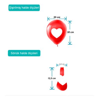 Kırmızı Beyaz Kalp Baskılı Balon 11