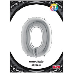 40 inch Silver Number 0 Grabo Foil Balloon - Kikajoy