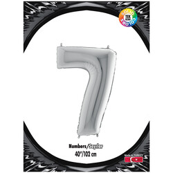 40 inch Silver Number 7 Grabo Foil Balloon - Kikajoy