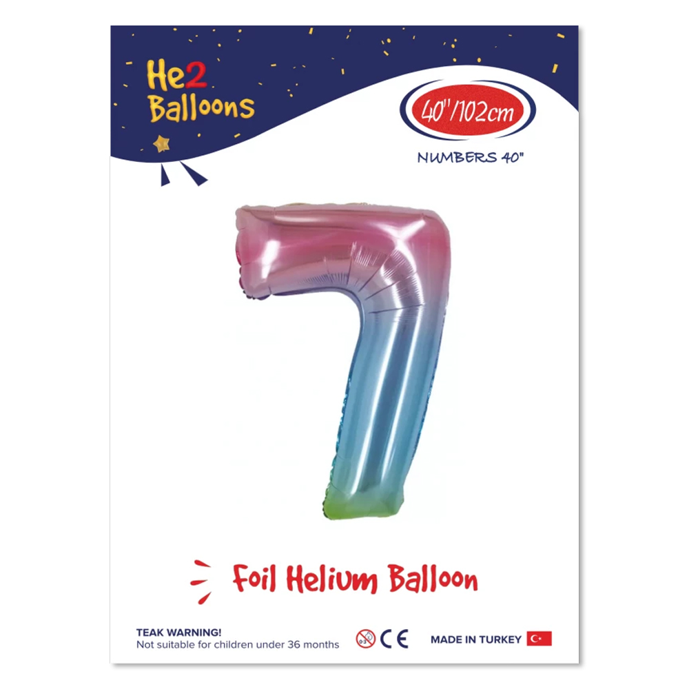 7 Rakam Rainbow Folyo Balon 40"